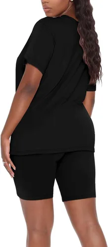 Vista 4 de WIHOLL - Conjunto de dos piezas para mujer, atuendo de manga corta con cuello en V y pantalones cortos