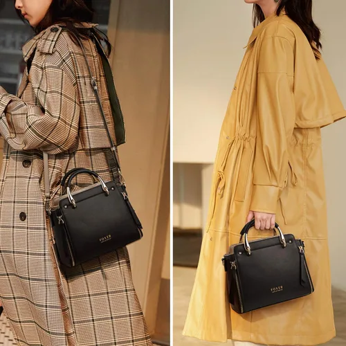 Vista 6 de Bolsos de cuero para mujer, con asa superior y correa ajustable