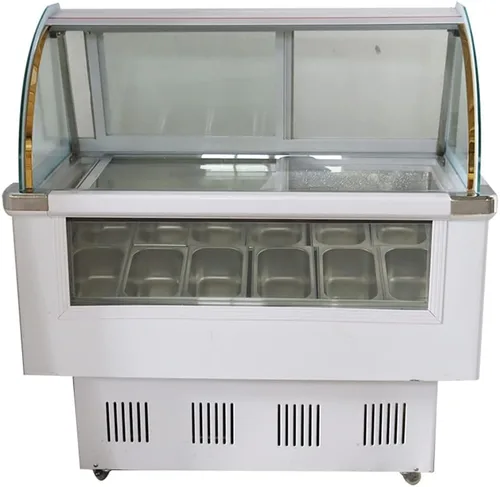 Vista 2 de INTSUPERMAI Vitrina de exhibición de helado duro comercial 12 Pan Helado Refrigerador Gelato Inmersión Gabinete Congelador Vitrina 220V