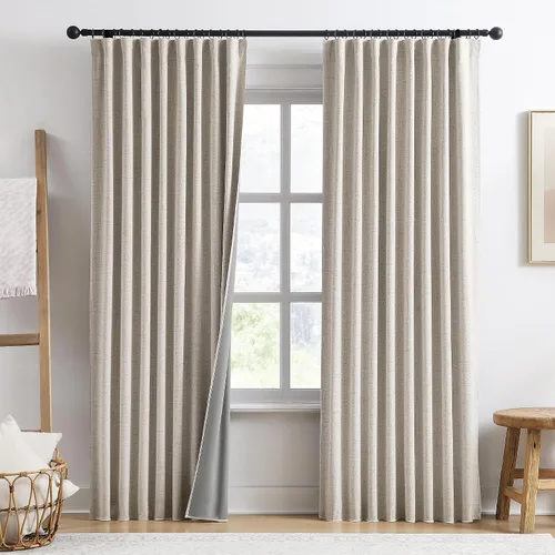 Vista 17 de RAIN CITY 2 paneles de cortinas extra anchas de 96 pulgadas de largo, de Beige