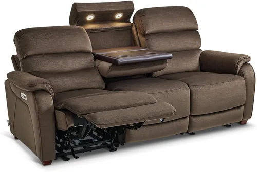 Vista 20 de MCombo ST258M3 - Sofá reclinable eléctrico de pared de 87.2 pulgadas con mesa abatible, sofá reclinable con reposacabezas ajustables, puertos
