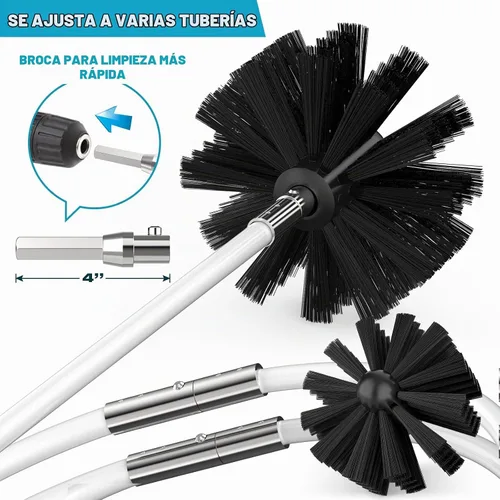 Vista 3 de Sealegend Kit de limpiador de ventilación de secadora de 30 pies, removedor de pelusas, 2 cepillos flexibles mejorados de conexión rápida