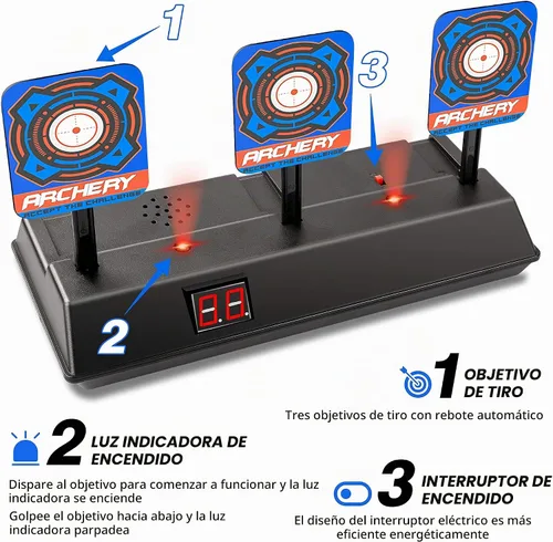 Vista 2 de KKONES - Objetivo de disparo digital con puntuación eléctrica y reinicio automático para pistolas Nerf
