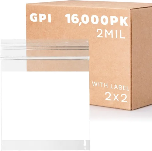 Vista 29 de GPI - Mini bolsas con cremallera de 1 x 1 pulgada, paquete de 100 bolsas de plástico transparente con cierre con cremallera con bloque blanco