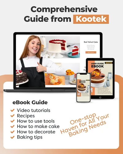 Vista 7 de Kootek Tocadiscos de aluminio para tartas, soporte giratorio para tartas de 12 pulgadas, 35 piezas de suministros de kit de decoración de pasteles