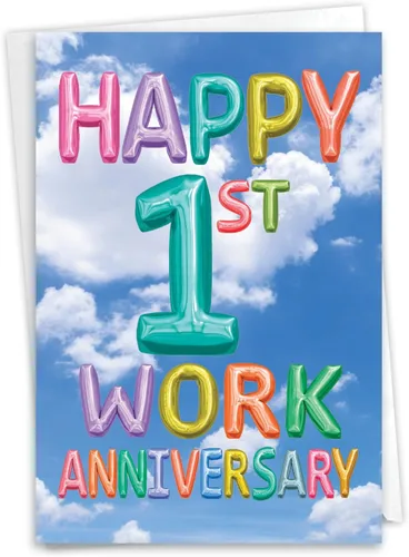Vista 13 de NobleWorks Tarjeta de felicitación de hito de trabajo del primer aniversario (cotrabajador) con sobre de 5 x 7 pulgadas (1 tarjeta) 1 año de tiempo