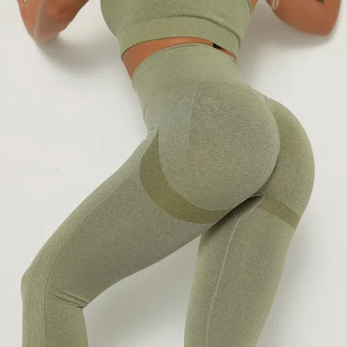 Vista 4 de Pantalones Yoga Mujer mallas de cintura alta Color sólido Pantalones deportivos Largos Pantalones Cintura elástica