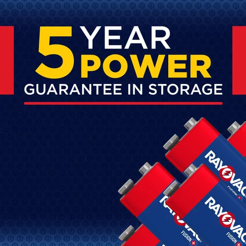 Vista 2 de Rayovac Baterías Fusion 9V (paquete de 2), pilas alcalinas de 9 voltios