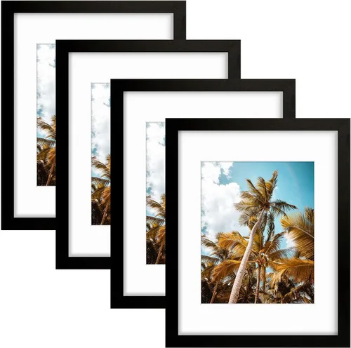 Vista 142 de Frametory, Marco de fotos de 11 x 14 pulgadas con paspartú para fotos de 8 x 10 pulgadas, moldeado ancho de vidrio de alta definición, accesorios