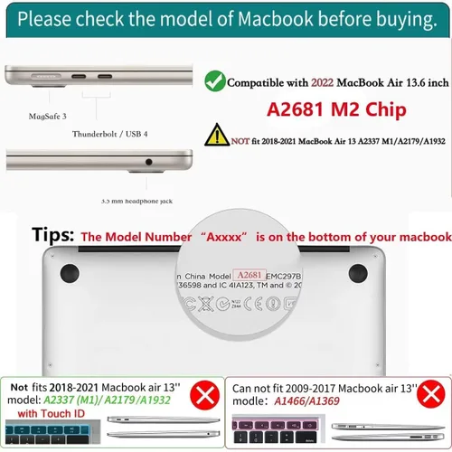 Vista 2 de CISSOOK Funda resistente con función atril para MacBook Air de 13.6 pulgadas versión 2022 2023 modelo A2681 M2 con Touch ID, carcasa rígida a prueba
