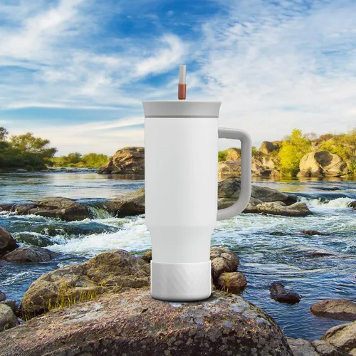 Vista 6 de Manga de silicona para el vaso Owala de 40 oz con asa, funda protectora antideslizante para accesorios de vasos térmicos de acero inoxidable