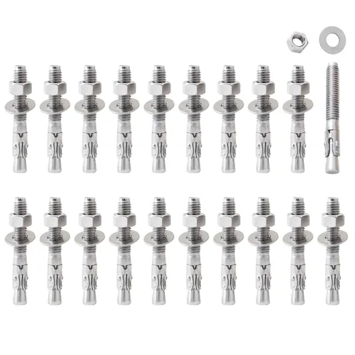 Vista 11 de LIONMAX Pernos de anclaje de acero inoxidable para concreto 1/2" x 3-3/4 pulgadas, paquete de 6 anclajes de cuña para pared de cemento, resistente a