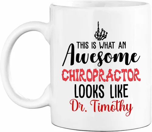 Vista 19 de Taza de té blanca personalizada con nombre quiropráctico de 11 onzas, 15 onzas, taza de café quiropráctico personalizada, taza de café quiropráctica