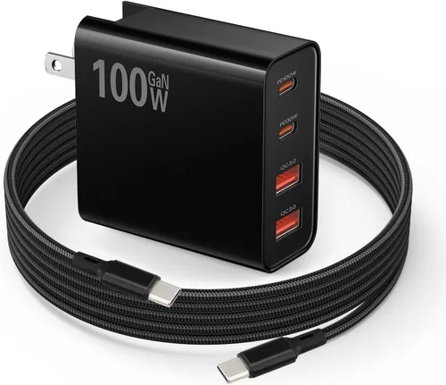 Vista 8 de Cargador rápido USB C PD de 30 W para DJI Neo, Mini 4K, 4 Pro, Air 3S Drones, negro Cargador de pared USB de doble puerto + tipo C con cable