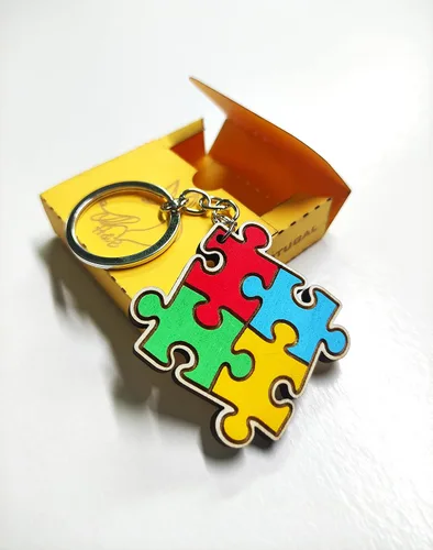 Vista 3 de Wooden Autism Keyring, Neurodiversity Symbol Keychain, Autistic Pride, Autism Spectrum, Autism Awareness, Gift for Mom