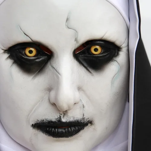 Vista 6 de Máscara de látex de cabeza completa de monja de Halloween para fiesta de miedo, cosplay, mascarada