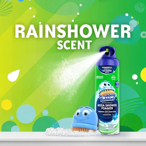 Vista 8 de Scrubbing Bubbles Mega limpiador en aerosol para baño y ducha, aroma a lluvia, 20 oz
