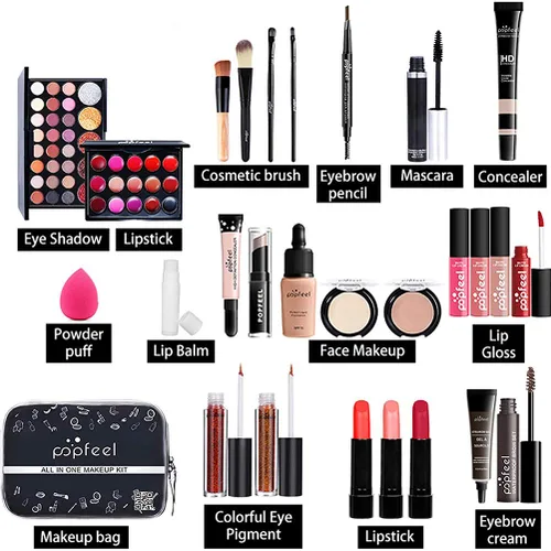 Vista 5 de Newooh - Juego de maquillaje profesional, kit de iniciación de cosméticos con bolsa de almacenamiento, paleta de maquillaje portátil de viaje, juego