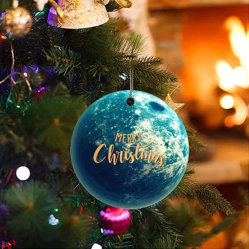 Vista 3 de Christmas Tree Ornaments Universe and Planets Christmas Ornament Keepsake Ornament Home Decor Space Enthusiast Hanging Pendants Round Ceramic Xmas