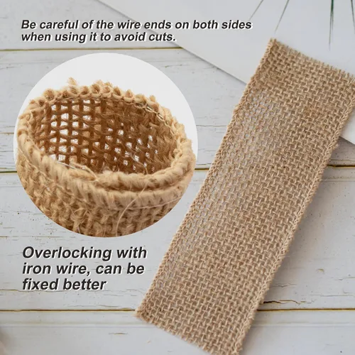 Vista 3 de 50 servilleteros desechables de arpillera con borde con cable para servilleteros para decoración de boda, fiesta, decoración de mesa de comedor