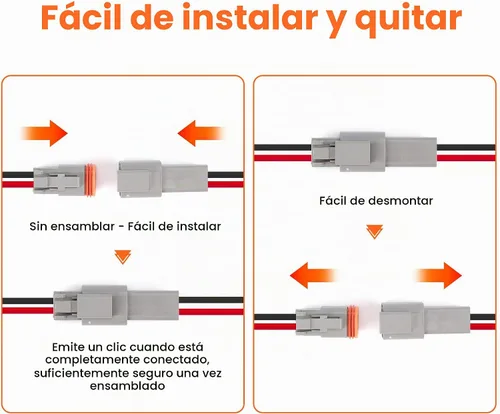 Vista 6 de 6 Juegos de Kit de Conectores Deutsch de 2 Pines – Conectores Eléctricos Impermeables 16 AWG, Conectores de Cable Automotriz IP67 (Macho y Hembra)