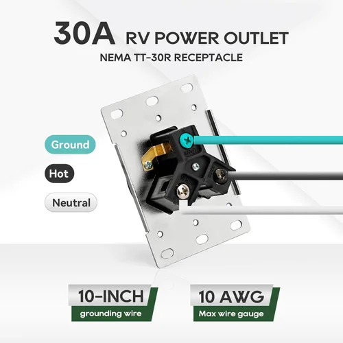 Vista 5 de RVGUARD Caja de toma de corriente de 30 amperios, 125 voltios, cerrada, resistente a la intemperie, NEMA TT-30R, panel de receptáculo eléctrico al