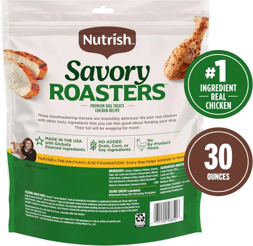 Vista 3 de Nutrish Savory Roasters - Golosinas de pollo para perros, relleno para calcetines de perro, bolsa de 30 onzas (Rachael Ray)