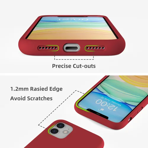 Vista 2 de Funda de silicona líquida compatible con iPhone 11, color rojo [Protección contra caídas] [Resistente a los arañazos, a prueba de golpes]