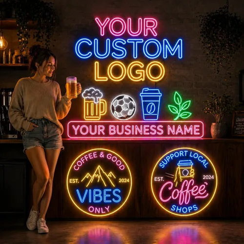 Vista 2 de Letrero de neón personalizado para logotipo de negocios, letrero de luz LED