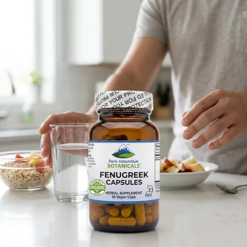 Vista 6 de Pure Mountain Botanicals Cápsulas de fenogreco de 600 mg orgánicos, 90 cápsulas veganas kosher - Suplemento de semillas de fenogreco para mujeres