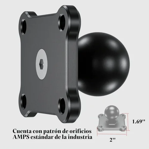 Vista 3 de BRCOVAN Base de montaje de bola de 1 pulgada con placa cuadrada AMPS de aleación de aluminio de 4 agujeros, compatible con soportes RAM tamaño B