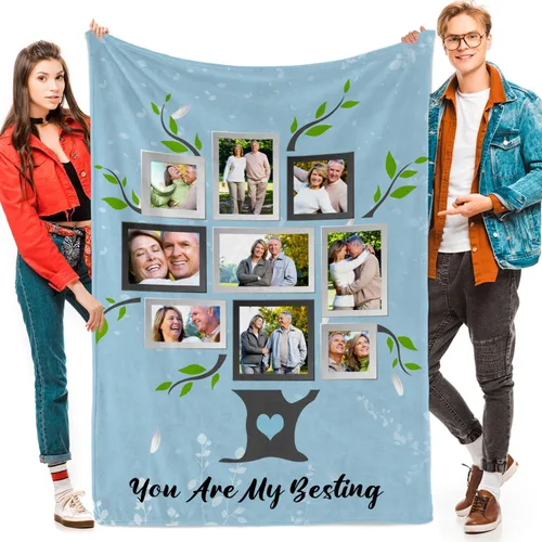 Vista 14 de Manta personalizada con fotos, texto, fotos personalizadas, regalos del día de San Valentín para mamá, papá, pareja, esposa, marido, novia, novio