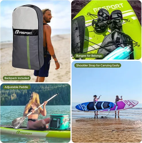 Vista 6 de FBSPORT Tabla de remo de pie prémium de 11 pies, tabla de yoga con accesorios de SUP y bolsa de transporte, amplia posición, control de surf