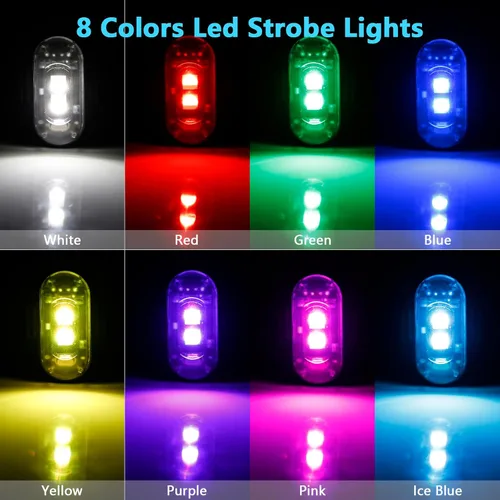 Vista 9 de LECART - Luces estroboscópicas LED inalámbricas de alta luminosidad, 8 colores, luces anticolisión recargables con control remoto, luces
