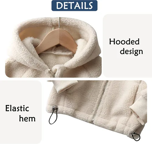 Vista 2 de Baby Girls Boys Winter Fleece Jacket Faux Fur Jacket Warm Hooded Outwear Zip Up Cardigan Fall Jacket Outwear