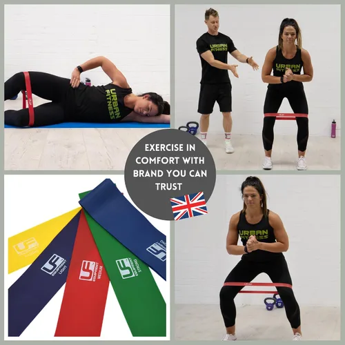 Vista 5 de Urban Fitness - Bandas de resistencia de 10 pies para gimnasio, juego de 5