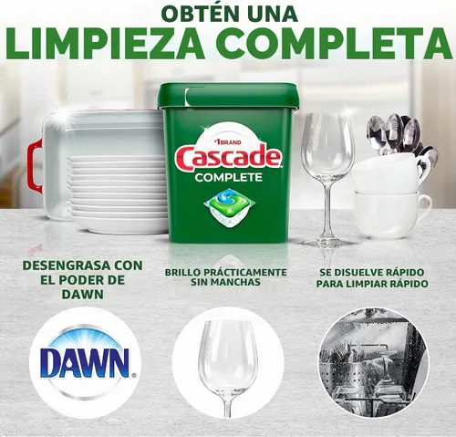 Vista 2 de Cascade Complete ActionPacs, cápsulas de detergente para lavavajillas, frescas, 27