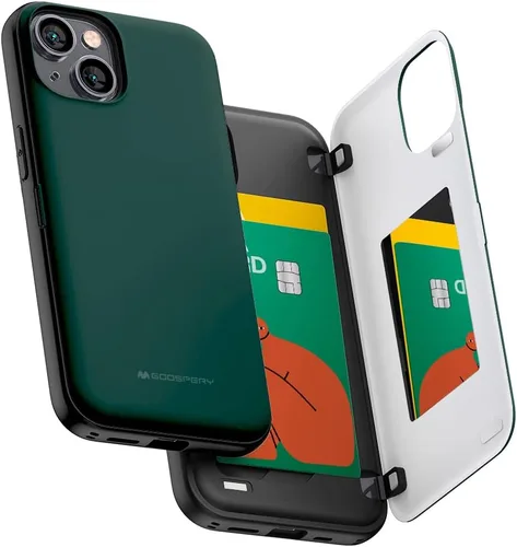 Vista 37 de GOOSPERY Parachoques magnético para puerta compatible con iPhone 15, funda con tarjetero, cartera con cierre magnético automático, protector de Azul