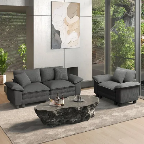Vista 33 de HERA'S HOUSE Juego de sofás seccionales modulares de 2 piezas, juego de sofá de gran tamaño con loveseat y sillón, cómodos sofás nube con cojines