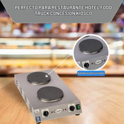 Vista 6 de Cadco CDR-2CFB Space Saver - Placa caliente de hierro fundido doble de 120 voltios
