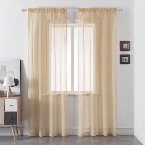Vista 31 de DUALIFE - Cortinas transparentes de 54 pulgadas de largo, paneles de privacidad de gasa para ventanas, cortinas de lino semitransparentes