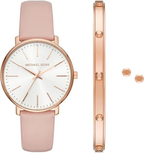 Vista 5 de Michael Kors Pyper - Reloj de acero inoxidable para mujer, con correa de acero, cuero o silicona
