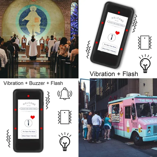 Vista 2 de Sistema de localización de restaurantes 24 zumbadores de distanciamiento social Zumbador inalámbrico Llamadas Invitado Waitin con vibración