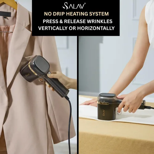 Vista 3 de SALAV® Quicksteam - Vaporizador portátil de viaje para ropa, 10 segundos de tiempo de calentamiento rápido, elimina arrugas en ropa y telas, sin
