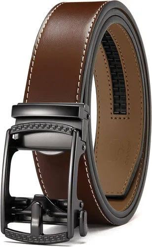 Vista 44 de CHAOREN Cinturón para hombre de cuero con trinquete - Ajuste personalizable, estilo sin esfuerzo (35 mm)