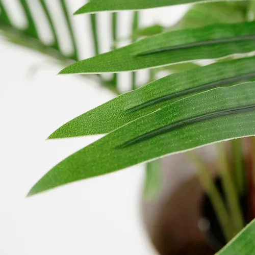 Vista 4 de Árbol artificial en maceta con patrón geométrico contemporáneo, palmera tropical areca artificial de seda para decoración del hogar en interiores