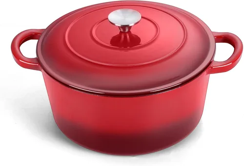 Vista 22 de TeamFar Horno holandés de hierro fundido esmaltado, olla pequeña de 3 cuartos de galón con tapa, olla de hierro fundido resistente para hornear pan