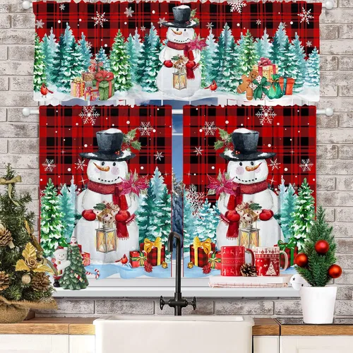 Vista 18 de Cortinas de Navidad de Hexagram para sala de estar, cortinas de árbol de Navidad de 63 pulgadas de largo para sala de estar juego de 2 paneles Negro