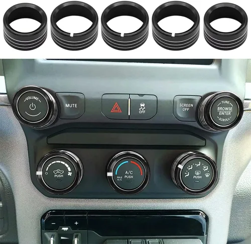 Vista 10 de Cubierta de perilla de radio de CA compatible con Dodge Ram 2019 2020 2021 aire acondicionado control de clima automático, interruptor