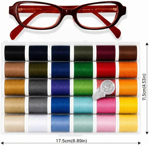 Vista 7 de Leonis Hilos de coser de poliéster para todo uso, 30 colores, 100 m / 110 yardas cada uno [ 93012 ]